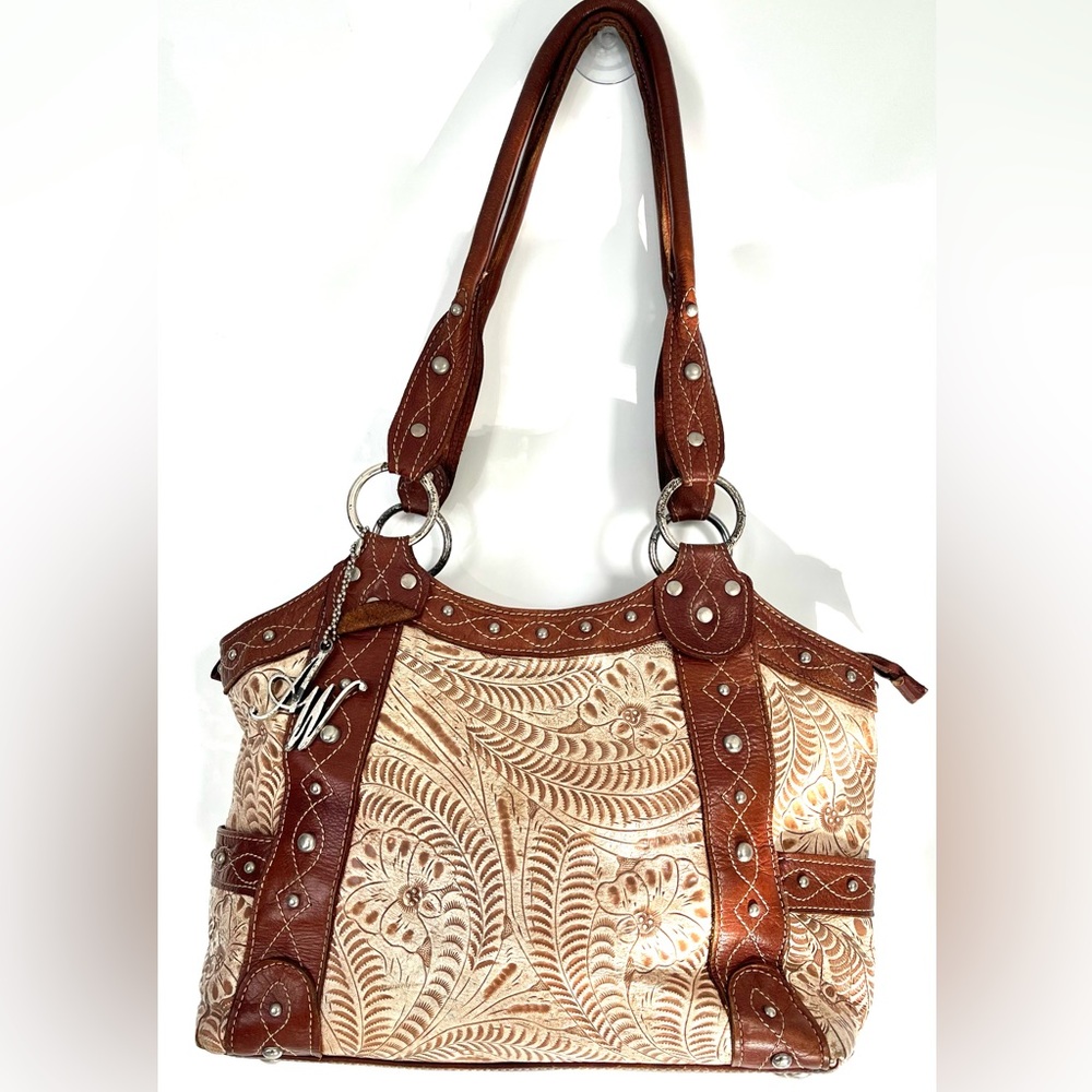 American West Tooled Leather Western Shoulder Bag